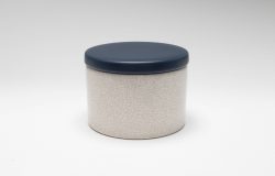 Pot à tabac céramique bleu marine et blanc