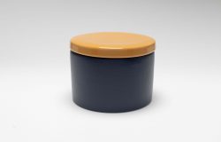 Pot à tabac céramique jaune et bleu marine