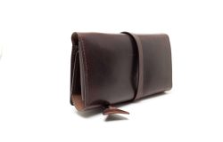 Pochette roulante cuir brun